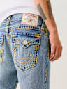 RICKY SUPER T DISTRESSED FLAP DENIM SHORT