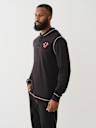 FLOCKED LOGO HOODED HENLEY TEE