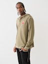 FLOCKED LOGO HOODED HENLEY TEE