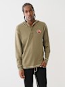 FLOCKED LOGO HOODED HENLEY TEE