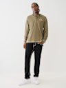 FLOCKED LOGO HOODED HENLEY TEE