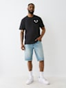 RICKY EMBROIDERED BUDDHA POCKET FRAYED SHORT