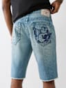 RICKY EMBROIDERED BUDDHA POCKET FRAYED SHORT