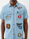 CAMISA DE TRABAJO CON PARCHE CHAMBRAY SS