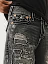 BILLY DISTRESSED BIG T FLAP BOOTCUT JEAN