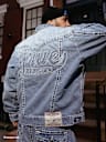 OVERSIZED LOGO APPLIQUE SUPER T DENIM JACKET