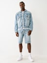 OVERSIZED LOGO APPLIQUE SUPER T DENIM JACKET