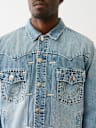 OVERSIZED LOGO APPLIQUE SUPER T DENIM JACKET