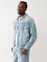 OVERSIZED LOGO APPLIQUE SUPER T DENIM JACKET