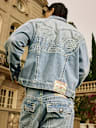 OVERSIZED LOGO APPLIQUE SUPER T DENIM JACKET
