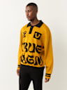LONG SLEEVE WAVY LOGO POLO SWEATER