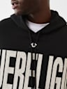KNIT LOGO PANEL BOXY HOODIE