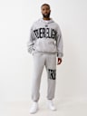 KNIT LOGO PANEL BOXY HOODIE