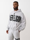 KNIT LOGO PANEL BOXY HOODIE