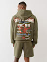 SUDADERA CON CAPUCHA Y CIERRE CON PATRÓN CON MÚLTIPLES LOGOTIPOS