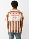 STRIPED CROCHET CAMP COLLAR SHIRT
