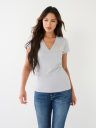 METALLIC BUDDHA LOGO V NECK TEE