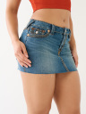 SADIE DENIM SADDLE STITCH MINI SKIRT