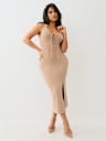 HORSESHOE LOGO LACE UP MIDI DRESS