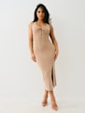 HORSESHOE LOGO LACE UP MIDI DRESS