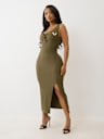 HORSESHOE LOGO LACE UP MIDI DRESS