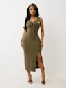 HORSESHOE LOGO LACE UP MIDI DRESS