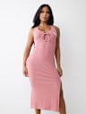 HORSESHOE LOGO LACE UP MIDI DRESS