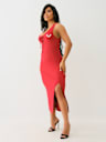 HORSESHOE LOGO LACE UP MIDI DRESS
