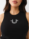 EMBROIDERED RUCHED RIB TANK