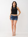 EMBROIDERED RUCHED RIB TANK