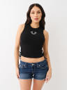 EMBROIDERED RUCHED RIB TANK