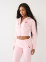 SUDADERA CORTA CON CAPUCHA Y CIERRE CON LOGO BIG T