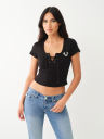 GLITTER HORSESHOE LACE UP TEE