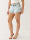  CUTOUT FRAYED DENIM SHORT