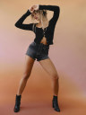  CUTOUT FRAYED DENIM SHORT