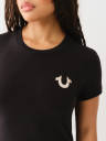 CRYSTAL HORSESHOE LOGO CREW TEE