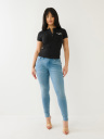 CAMISETA HENLEY ACANALADA CON HERRADURA Y ALAS EN CRISTALES
