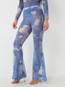 JEAN GRAPHIC PRINT MESH FLARE PANT