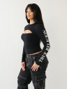 Branded Cutout Long Sleeve Top