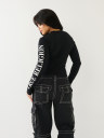 Branded Cutout Long Sleeve Top