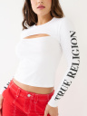 Branded Cutout Long Sleeve Top
