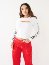 Branded Cutout Long Sleeve Top