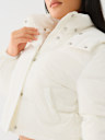 FAUX PATENT LEATHER HOODED PUFFER JACKET 