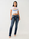 JEANS RECTOS BILLIE DE TIRO MEDIO CON SOLAPA Y SUPER T