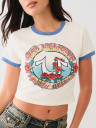 CAMISETA CORTA CON BORDE RETRO ROSA