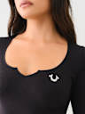 SEAMLESS NOTCH LONG SLEEVE TOP