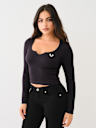 SEAMLESS NOTCH LONG SLEEVE TOP