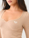 SEAMLESS NOTCH LONG SLEEVE TOP