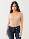 SEAMLESS NOTCH LONG SLEEVE TOP