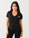 CRYSTAL HORSESHOE V NECK TEE